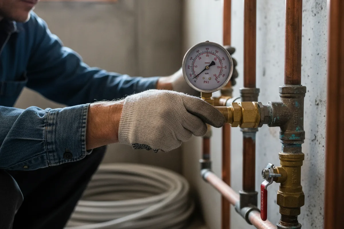 Pressure testing a repaired line during Water Line Repair in Folcroft